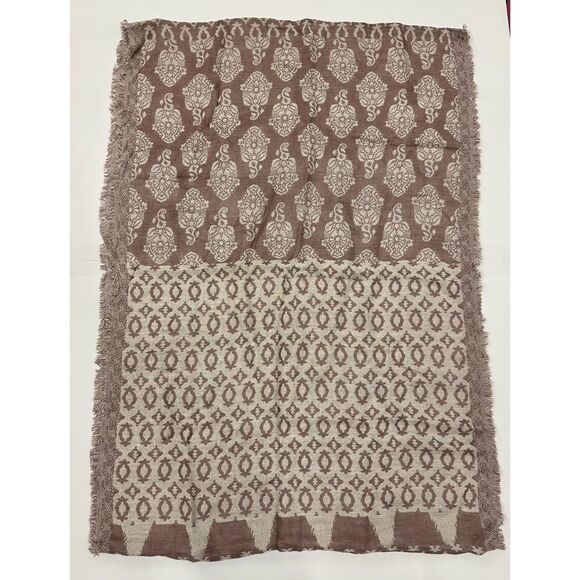 Saree Shawl Stole Tan Brown Banasari - Picture 1 of 5